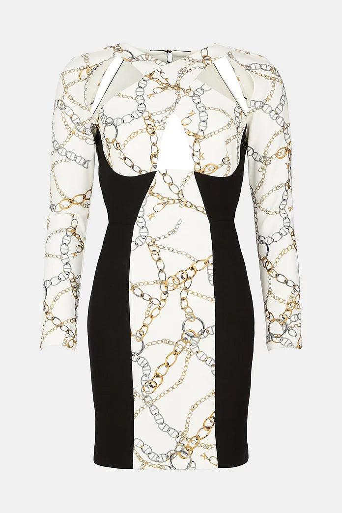 Cross Front Chain Detail Cut Out Dress
