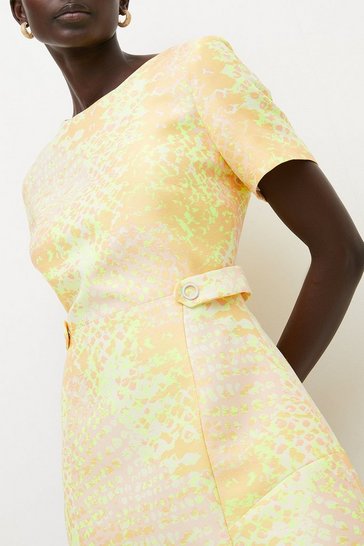 Animal Jacquard Peplum Hem Mini Dress