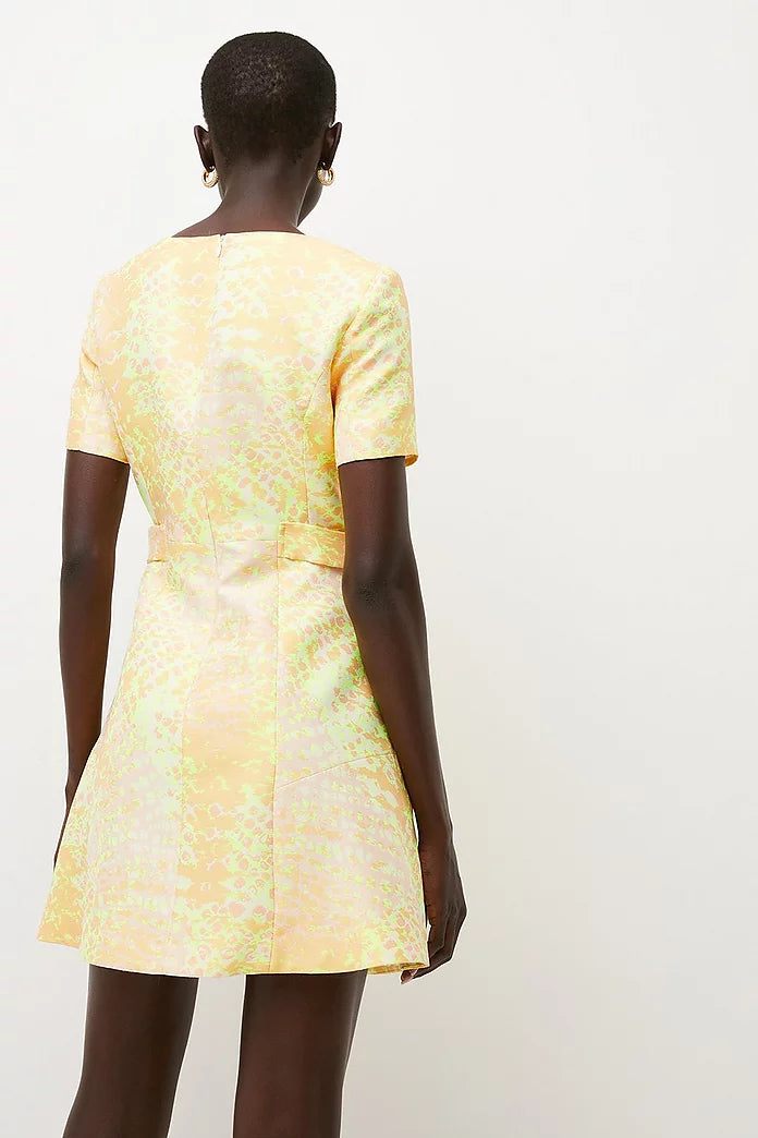 Animal Jacquard Peplum Hem Mini Dress