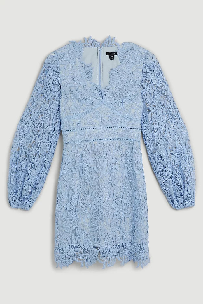 Chemical Lace V Neck Woven Mini Dress