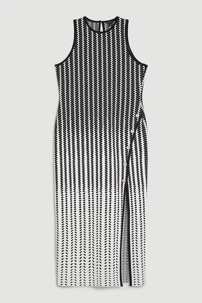 Plus Size Bandage Jacquard Column Maxi Dress