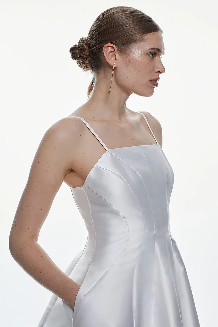 Twill Panelled Full Midi Dress