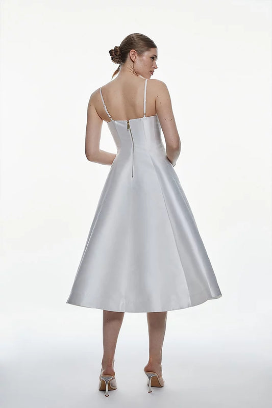 Twill Panelled Full Midi Dress