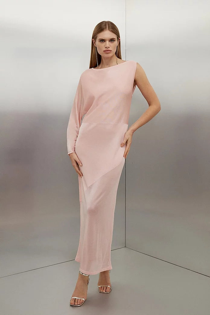 Tall Viscose Blend Sheer Panelled Slinky Knit Midaxi Dress