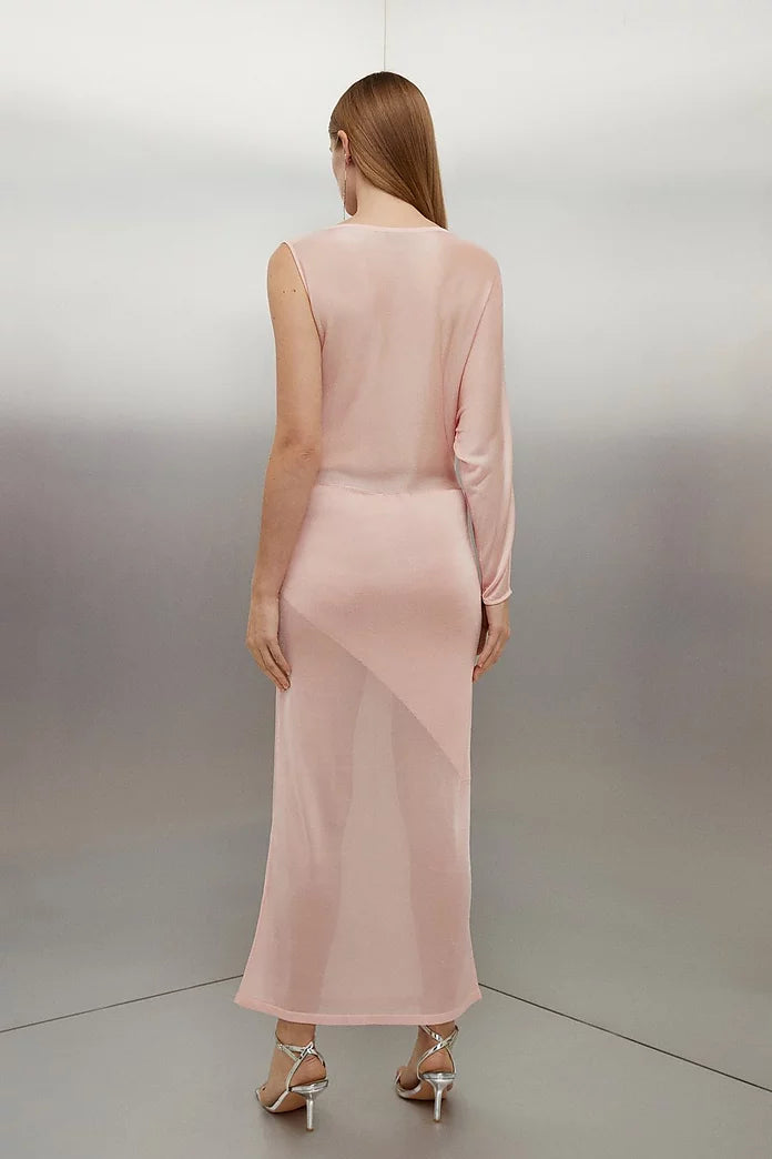 Tall Viscose Blend Sheer Panelled Slinky Knit Midaxi Dress