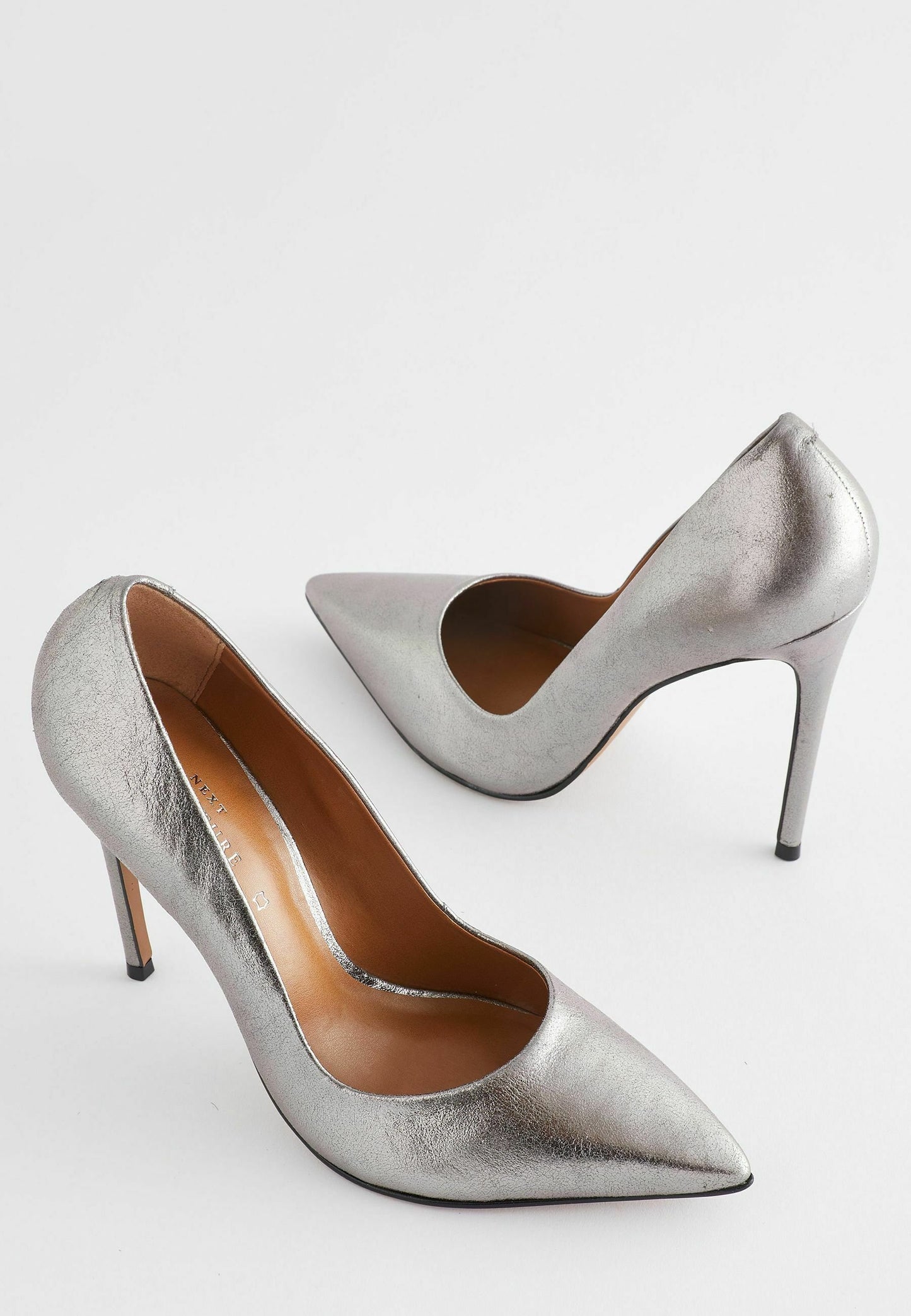 Pewter Signature Leather Court Shoes