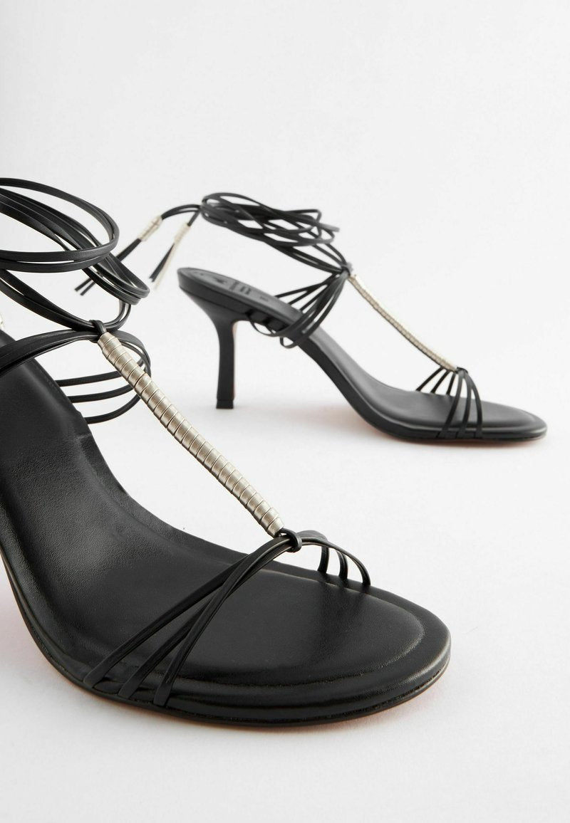 Signature Leather T-Bar Wrap Sandals