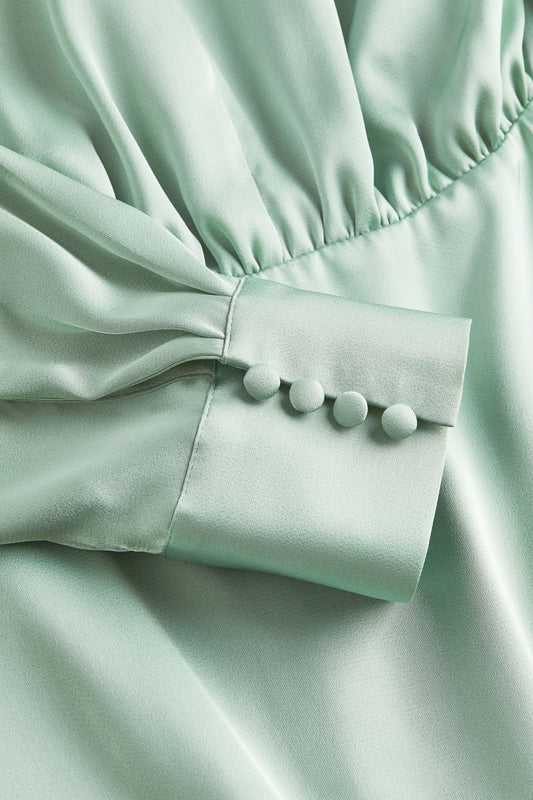 Gathered Satin Dress