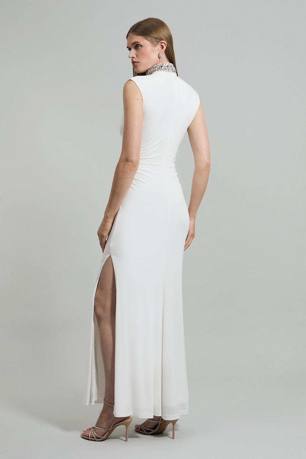 Tall Embellished Jersey Crepe Maxi Dress