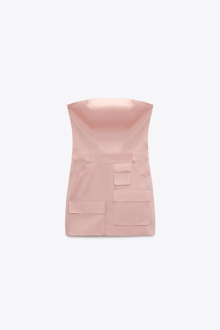 Gabardine Fabric Strapless Dress