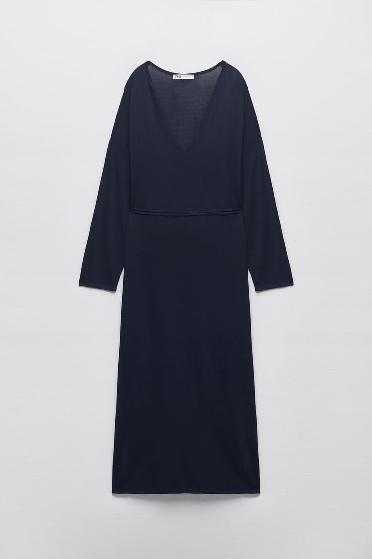 Knit Midi Dress With Belt