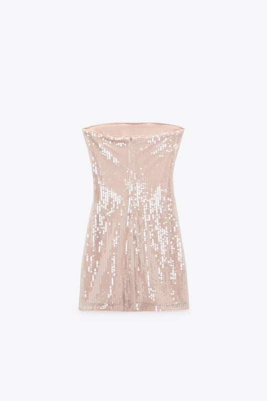 Strapless Dress With Sequins