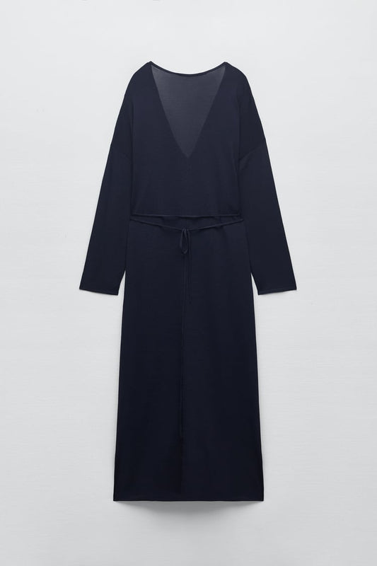 Knit Midi Dress With Belt