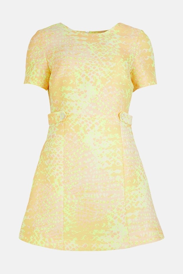 Animal Jacquard Peplum Hem Mini Dress
