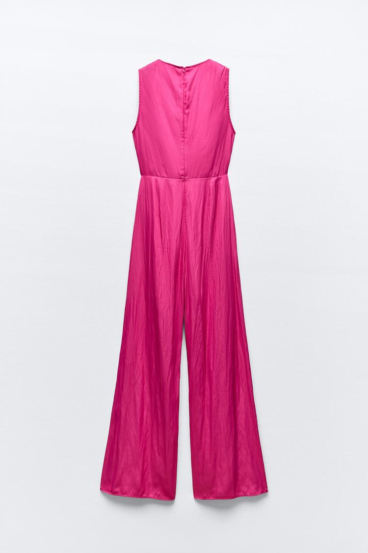 Satin Jumpsuit with Rugged Waist