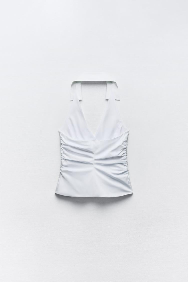 Gabardine Top with Halter Neck