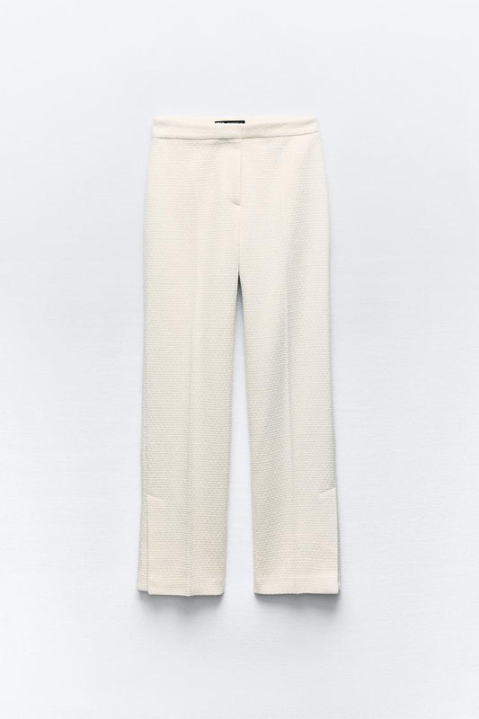 Trousers in Ribbed Fabric with Shiny Threads