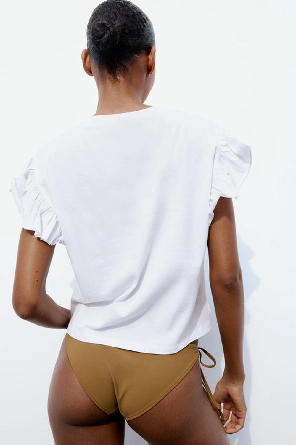 Cotton T-Shirt With Ruffles