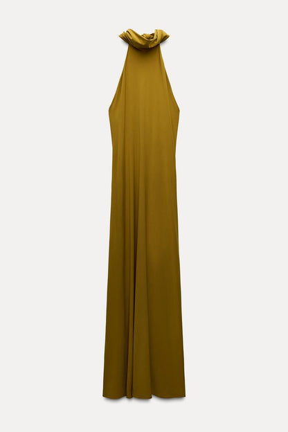 Long Halter Dress With Open Back