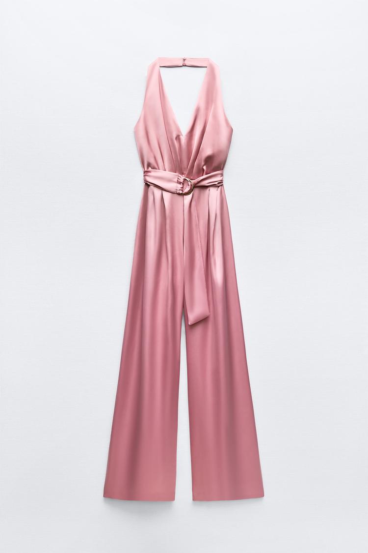 Satin Effect Jumpsuit with Belt