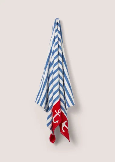 Blue Nautical Stripe Beach Towel