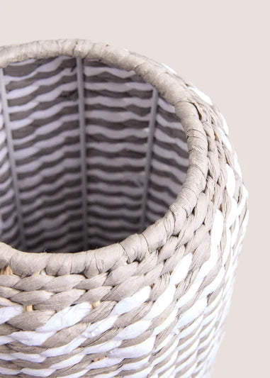 Grey & White Woven Vase