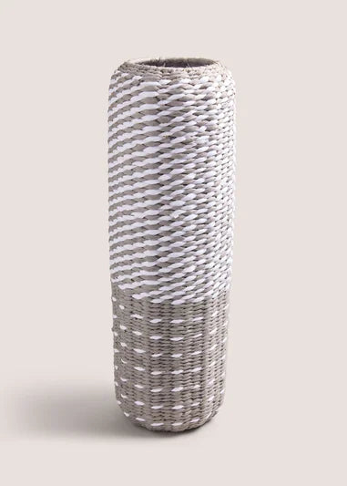 Grey & White Woven Vase