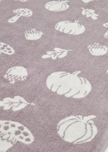 Grey Pumpkin Design Bath Towel