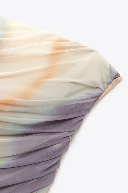 Strapless Tie Dye Print Dress