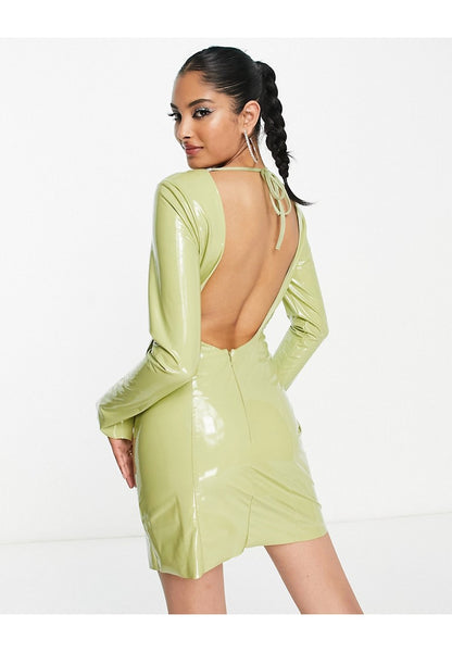 DESIGN Lacquer Mini Dress With Open Back