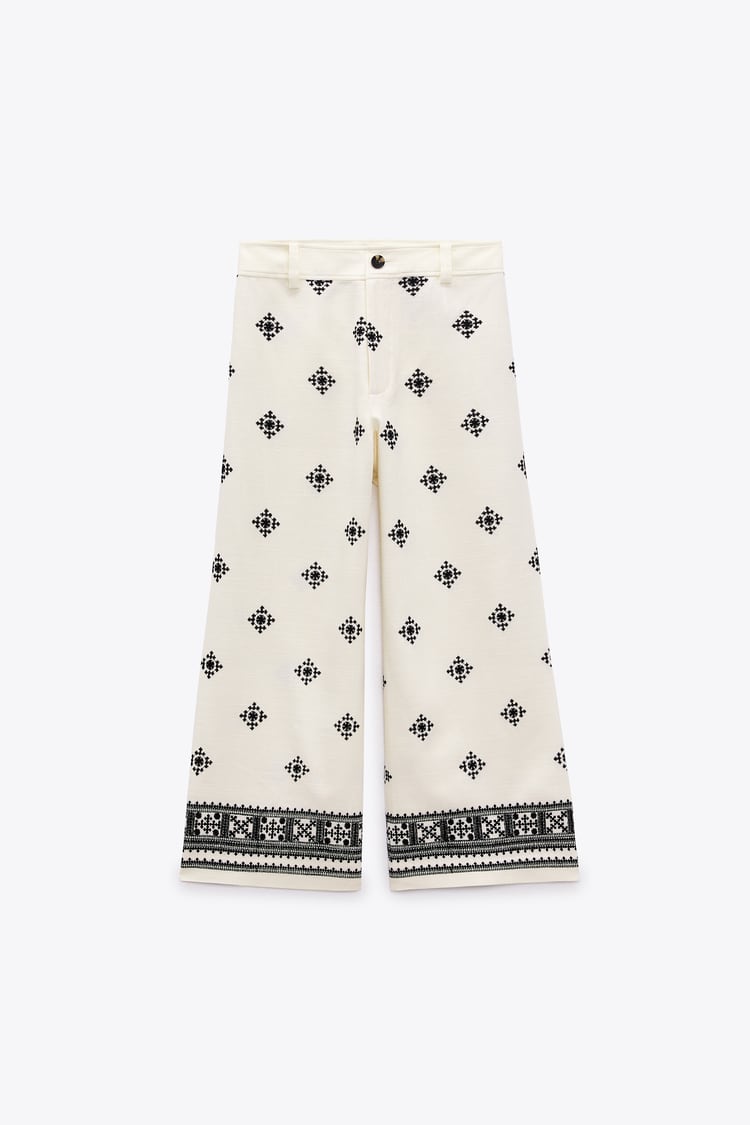 Printed Linen Blend Trousers