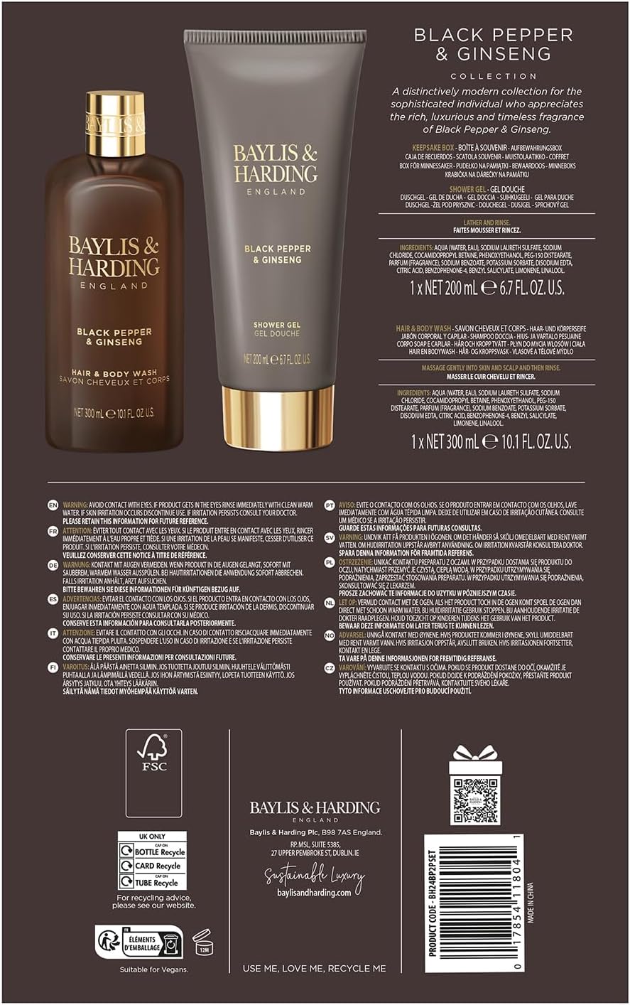 Black Pepper & Ginseng Men's Luxury Bathing Duo Gift Set