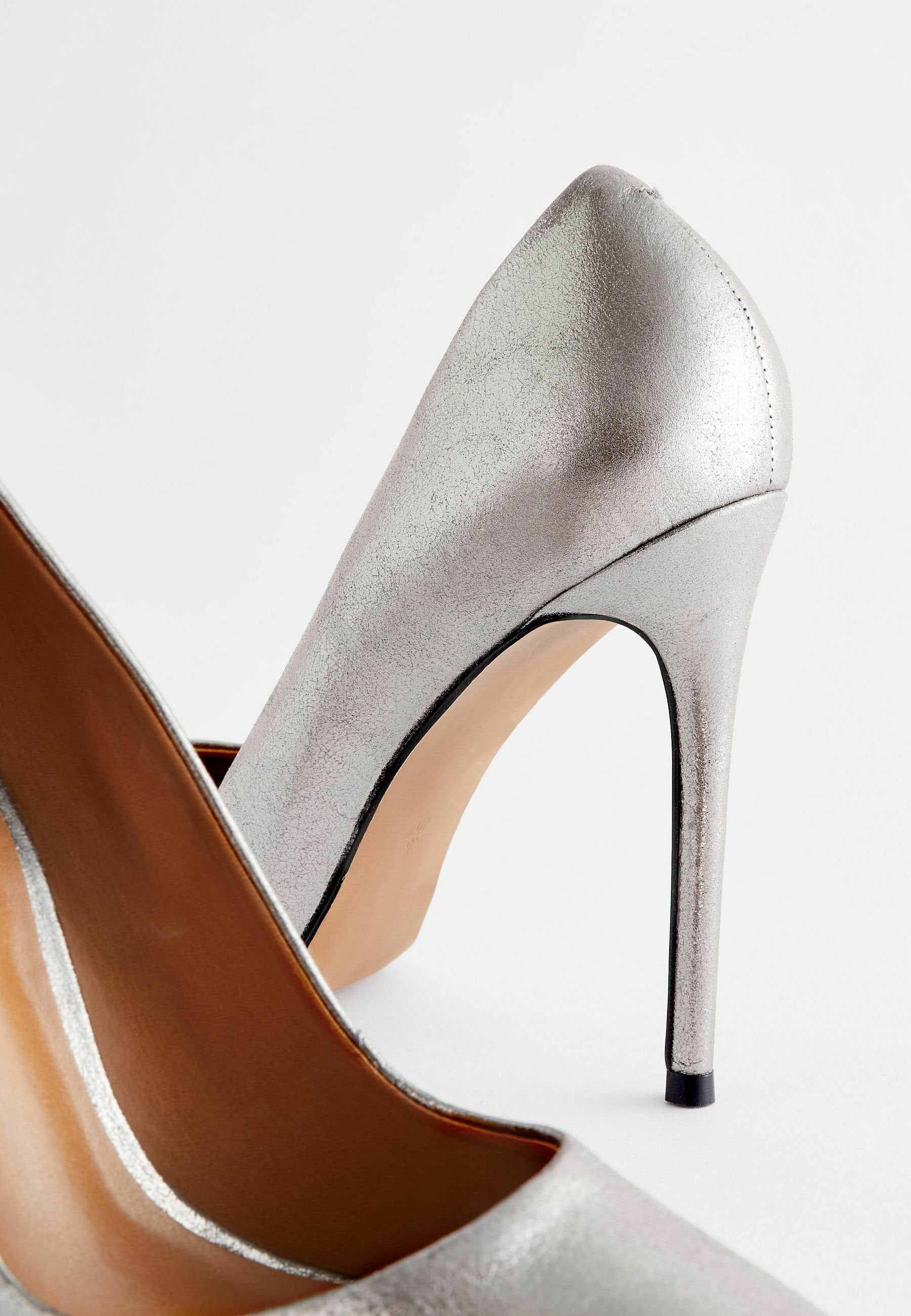 Pewter Signature Leather Court Shoes Levels Glam