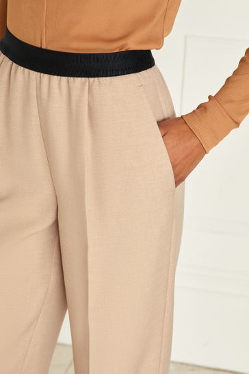 Waistband Detail Wide Leg Trousers