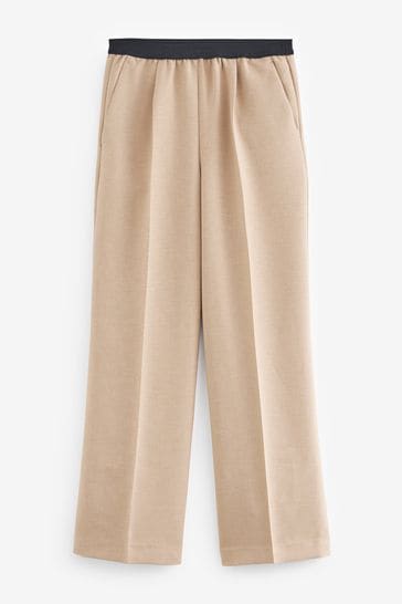Waistband Detail Wide Leg Trousers
