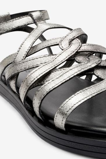 Forever Comfort Woven Leather Gladiator Low Platform Sandals