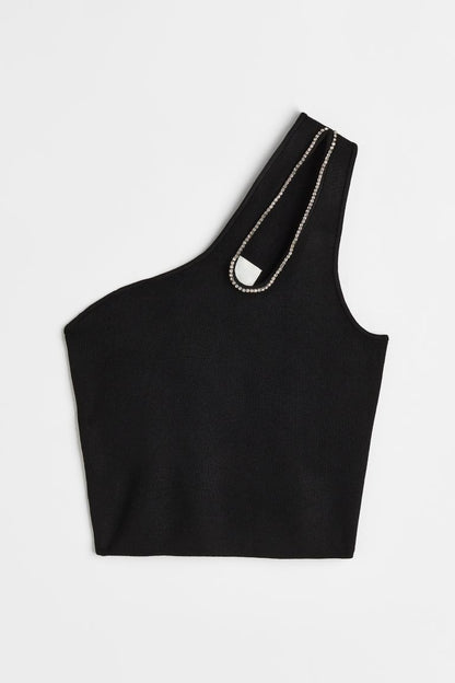 Cropped One-Shoulder Top