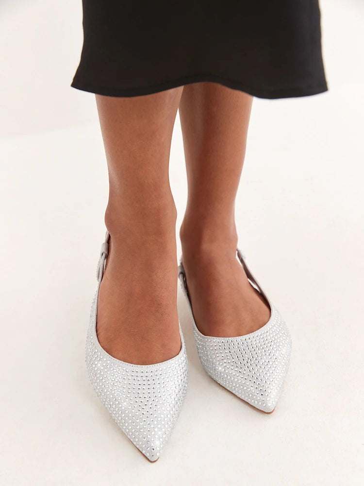 Forever Comfort Bling Point Toe Slingback Flats