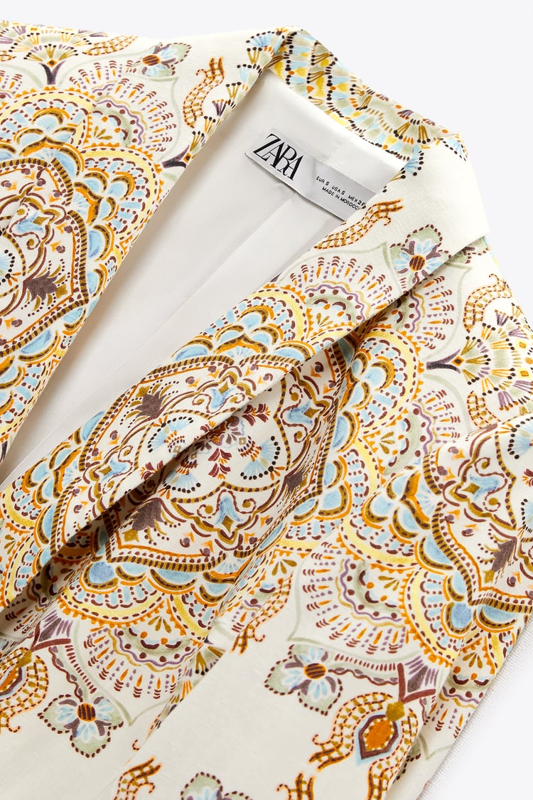 Linen-Blend Blazer With Print