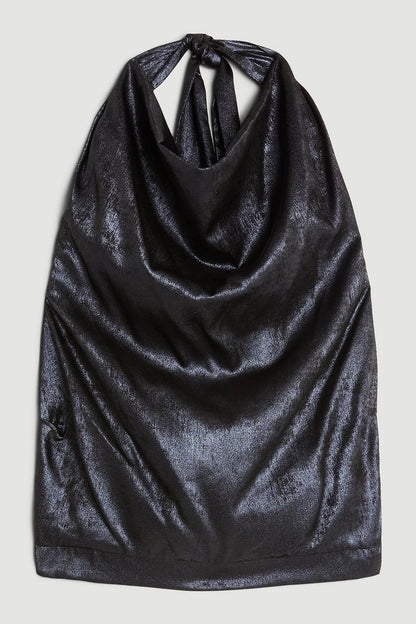 Halter Neck Metallic Woven Top