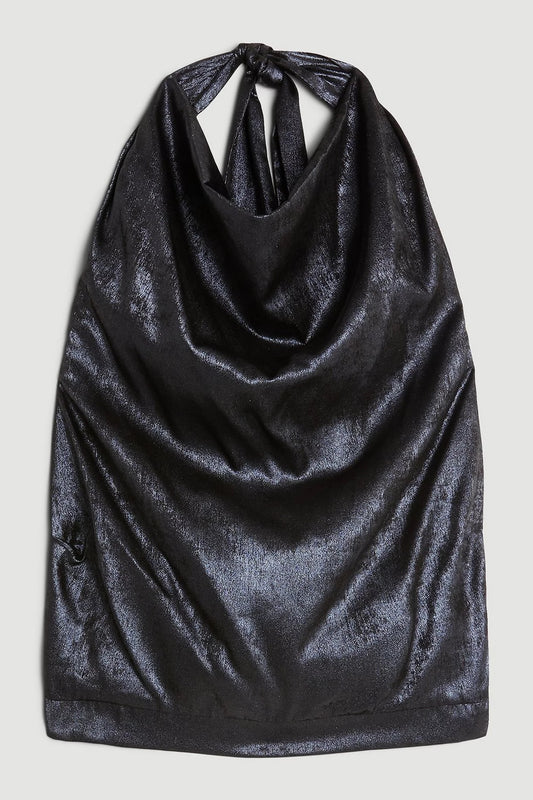 Halter Neck Metallic Woven Top