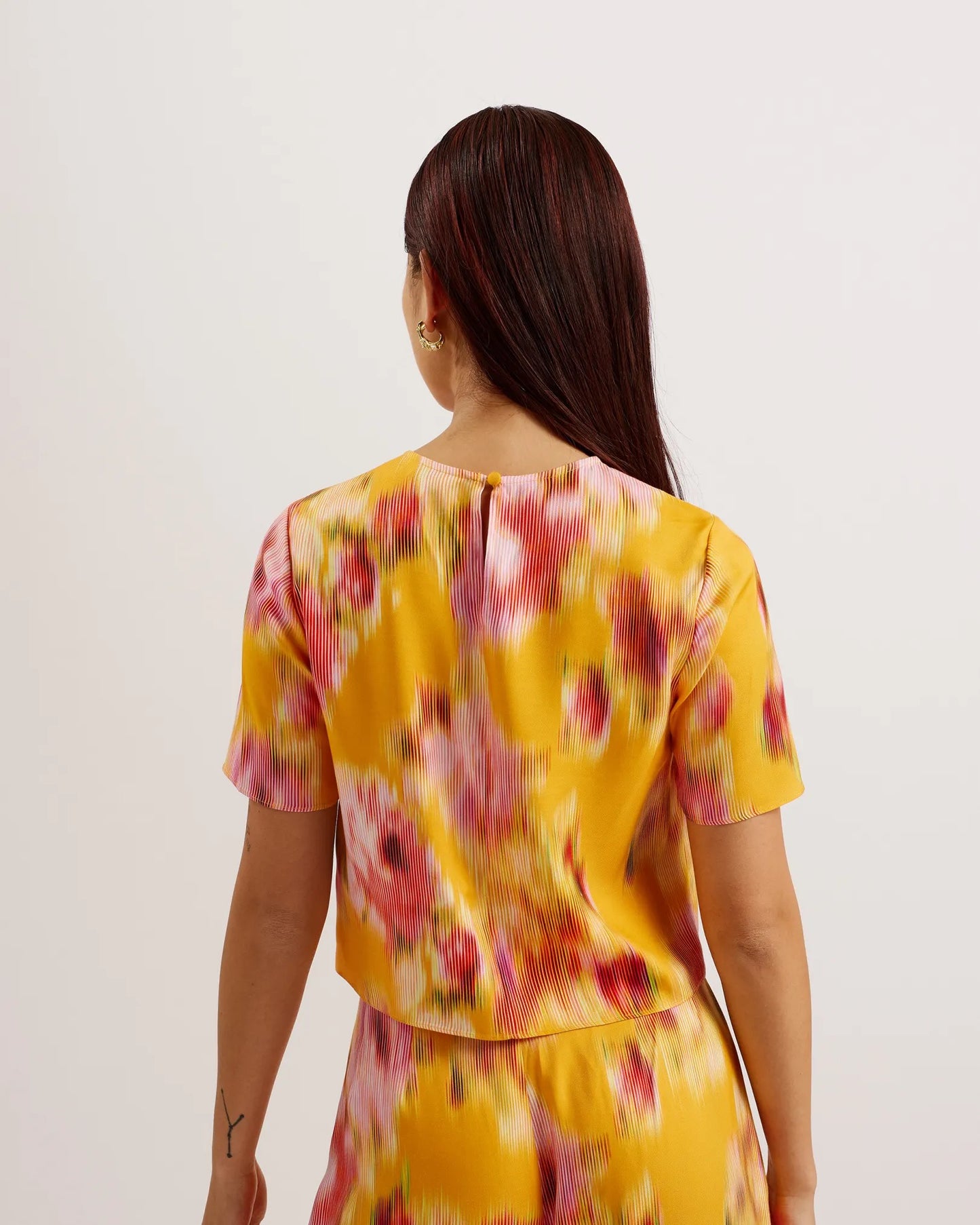Cropped Floral Print Woven Top