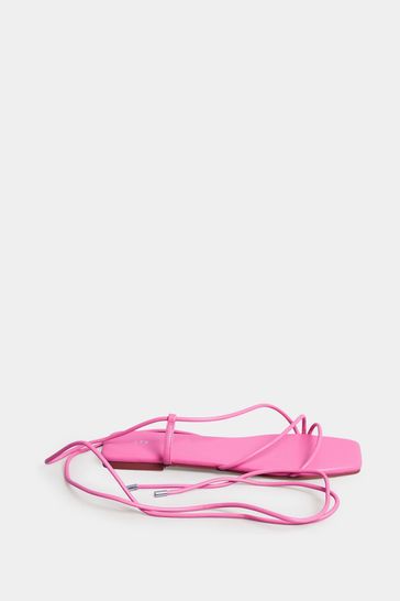 Long Tall Sally Pink Strappy Flat Sandal