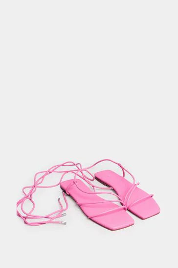 Long Tall Sally Pink Strappy Flat Sandal