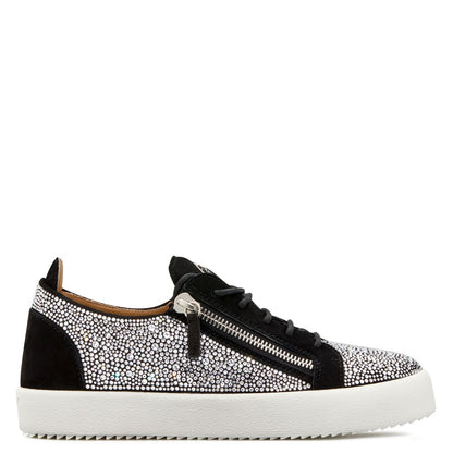 Frankie Black Suede Sneakers With Silver Crystals