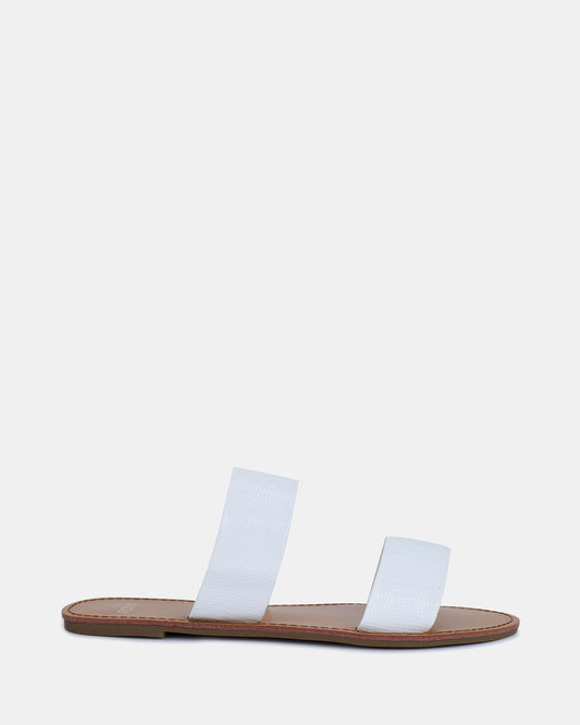 Novo White Roy Double Strap Flat Sandal