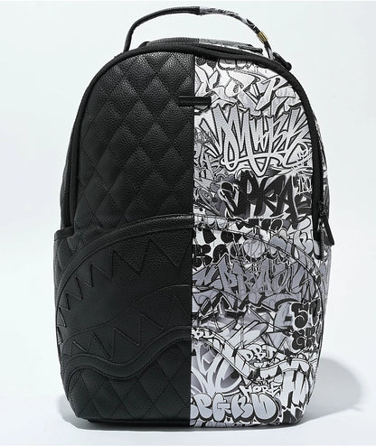 Half Graffiti Black & White Quilted Backpack