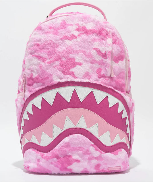 Pink Camo Faux Fur Backpack