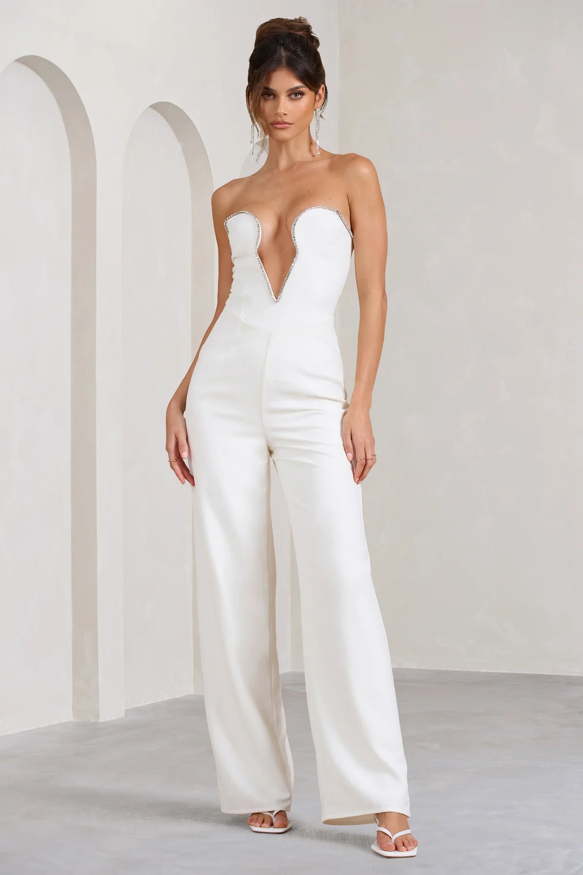 Extreme Plunge Cut Out Wide Leg Jumpsuit