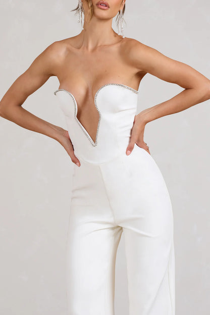 Extreme Plunge Cut Out Wide Leg Jumpsuit